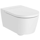 Inodoro Round suspendido Rimless con salida horizontal (taza y tapa amortiguada), blanco mate