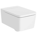 Inodoro Square suspendido Rimless con salida horizontal (taza y tapa amortiguada), blanco mate