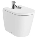 Bidé Round adosado a pared con tapa amortiguada, blanco mate