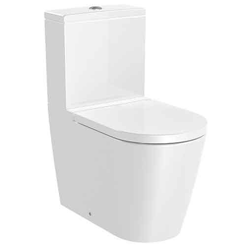 [UROC085] Inodoro completo Round Rimless adosado a pared c/salida dual (taza, cisterna alim. inf. y tapa amort.), blanco